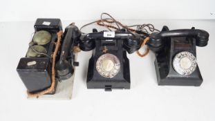 Three vintage telephones