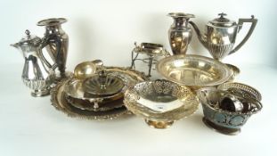 A group of silver plate items