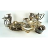 A group of silver plate items