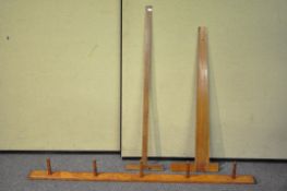 A pale oak five hook coat rack, early 20th century,