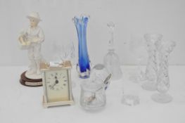 A figure and cut glass items
