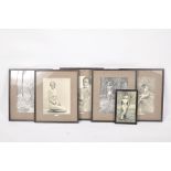 A group of framed Art Deco nudes