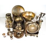 A collection of assorted silver plated items to include a punch bowl and other items