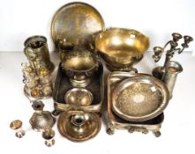 A collection of assorted silver plated items to include a punch bowl and other items