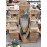 A pine dressing table with full length mirror,