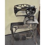 A large Singer treadle leather sewing machine