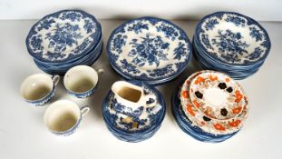 An Enoch Wedgwood blue and white dinner service