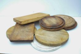 A collection of bread boards