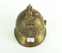 A French brass vintage fireman's helmet