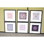 Six prints of quilts