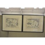 Two ink and watercolour abstract paintings,