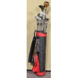 A set of golf clubs to include Impala and Wilson clubs