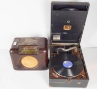 A vintage radio and a gramophone
