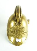 A French brass fireman's helmet