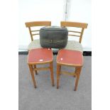 A pair of beech wood retro chairs,