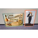 A 'Black Ben' Truman's stout advertising sign and a 'Cork Distellers Co Ltd' Irish Whisky printed