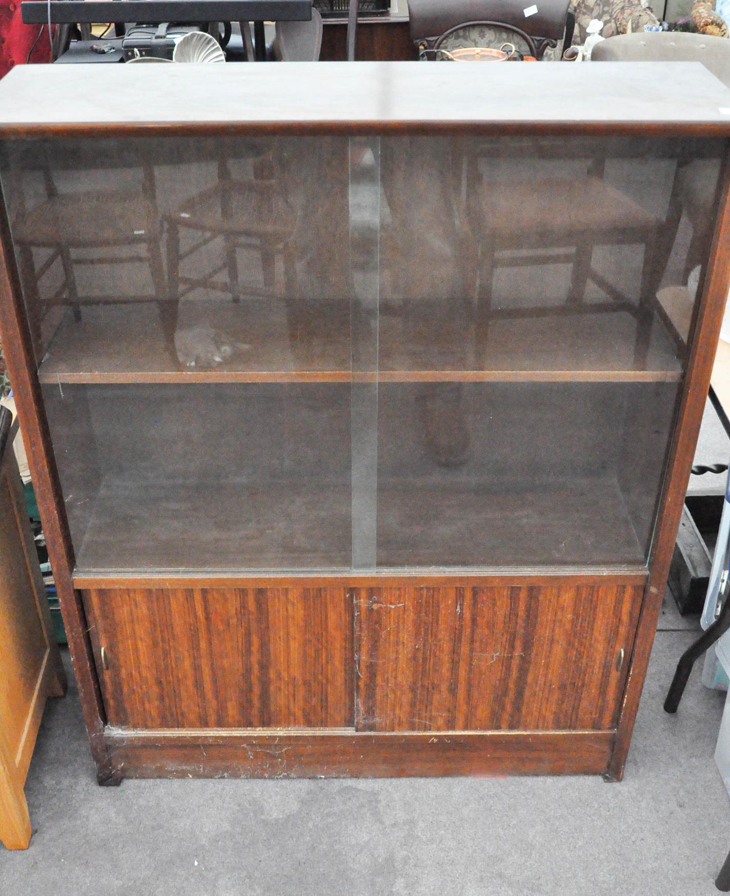 1960s mahogany veneered part glazed bookcase, 92cm wide, - Image 2 of 2