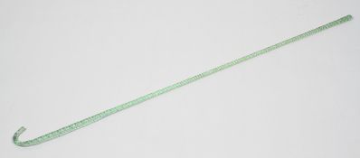 A Victorian glass walking stick, of pale greenish tint, spirally twisted,