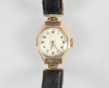 A ladies 9ct yellow gold wristwatch (un-marked),