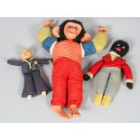 A collection of collectable soft toys, comprising : an early 20th century sailor,