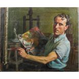 Giorgio Matteo Aicardi (1891-1984), Self portrait with palette in hand, oil on canvas,