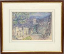 Lorna cassidy, Wycombe Abbey, pen and watercolour, signed and dated bottom right,