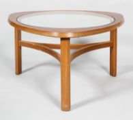 A 1960's retro glass topped teak coffee table, of G-Plan type,