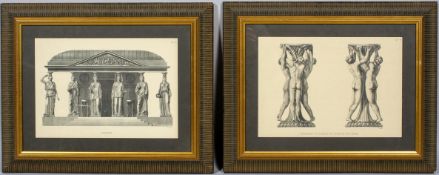 Two prints, after Piranesi, 'Cariatides, Pl, '64,