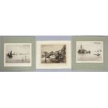 Three etchings of Venice, by W H Sweet, after John Shapland, singed by both, two mounted,