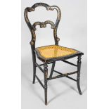 A Victorian lacquered and inlaid cane chair, late 19th century,