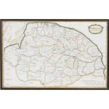 Morden, Robert, A framed and glazed map of Norfolk, sold by Abel Swale Abraham and John Churchill,