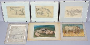 Giorgio Matteo Aicardi (1891-1984), Three un-framed pastels of cows,