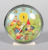 A vintage 20th century Noddy alarm clock (Smith's Timecal), stamped QL3036 W&E/2,