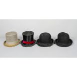 Four gentleman's vintage Bowler/Top hats,