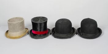 Four gentleman's vintage Bowler/Top hats,