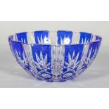 A Caesar crystal cut glass blue flashed bowl, 20th century,