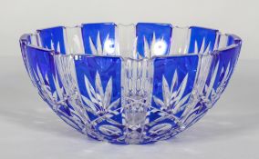 A Caesar crystal cut glass blue flashed bowl, 20th century,