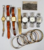A collection of items to include: Seven wristwatches of variable designs (Zenith, Tissot, Rotary,