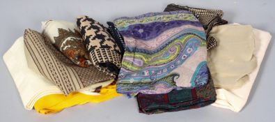 A collection of ladies silk, cashmere and wool scarves and shawls,