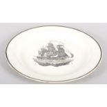 A creamware transfer-printed maritime plate, early 19th century, possibly Dillwyn,