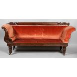 A mahogany William IV drop side chaise longue, in the classical style,