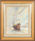 Wyren Appleford, 20th century, Grounded Boat, oil on panel, signed lower left, framed,