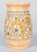 A Crown Ducal baluster vase, decorated by Charlotte Rhead, 20th century, printed blue factory marks,