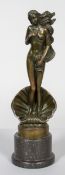 A patinated bronze style sculpture of Venus, signed 'Michelle' to reverse,