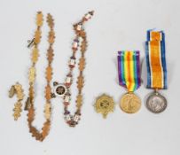 A 1914-1918 War medal and Victory medal awarded to 217873 Sgt E P Watkins,