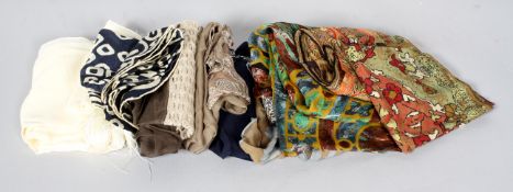 A collection of eight vintage ladies silk scarves,