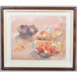 20th century school, Still Life of bowls of fruit, watercolour, indistinctly signed lower right,