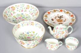 A Minton 'Haddon Hall' part tea service, two bowls in sizes,