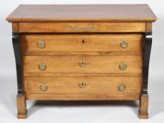 A Continental empire style mahogany early 20th century chest of drawers,