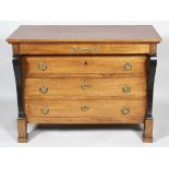 A Continental empire style mahogany early 20th century chest of drawers,